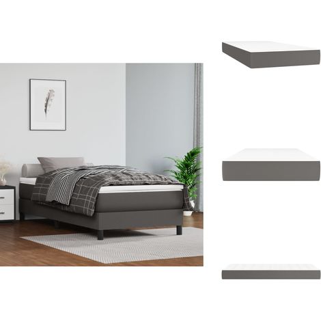 Matelas de lit à ressorts ensachés Gris 90x190x20 cm Similicuir - Matelas - Matelas À Ressorts Ensachés - Matelas Gris - Matelas Confortable - Matelas Support Moyen Dur (1/5)