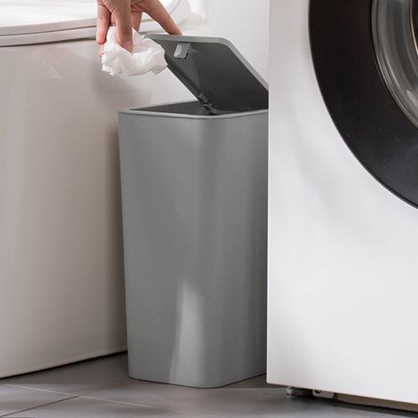 Poubelle avec Couvercle - 16 Litres - Déclenchement au Toucher - Pour Salle de Bain Cuisine Chambre Bureau - Gris (1/5)