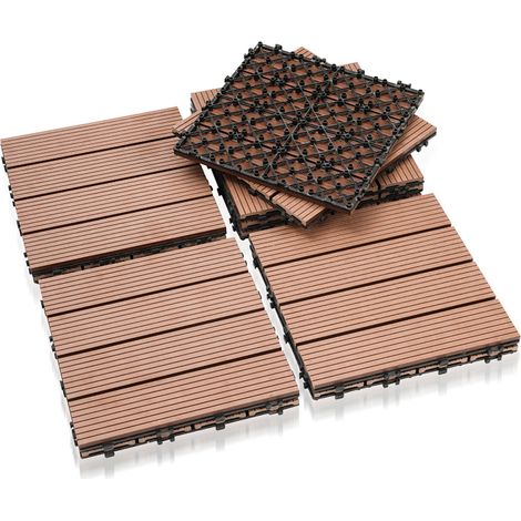Jiubiaz Baldosas de patio, baldosas de madera entrelazadas, baldosas de suelo de 30 x 30 cm para jardín y patio, 66 piezas