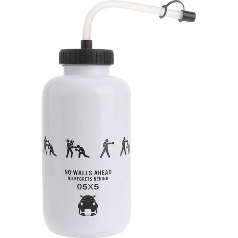 Weiße Box-Trinkflasche mit langem Strohhalm, BPA-frei, mit einem Fassungsvermögen von 1 Liter, ideal für Sport. (1/5)