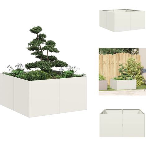 Jardinière blanc 80x80x40 cm acier laminé à froid - Jardinière - Jardinières - Pot De Fleurs - Support De Jardinière (1/5)