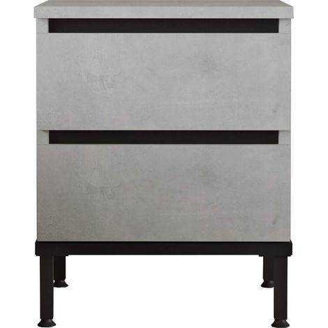 Mesita de Noche 2 Cajones Rebecca Mobili Sankaran 49x40x35,5 Tablero de partículas Hierro Gris Piedra Negro Moderno