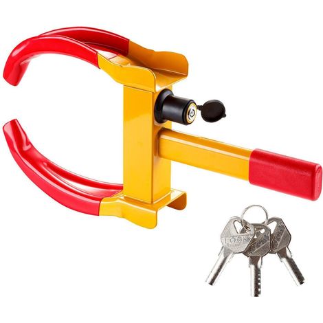 Verstellbare Radkralle Diebstahlschutz für 17,8-27,9 cm Reifen, Gelb-Rot, Stahl (1/5)