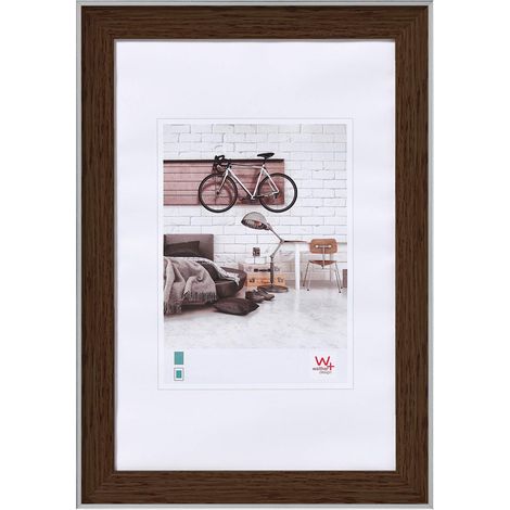 Cadre Photo Noyer 40 x 50 cm avec Bord extérieur argenté, Cadre bohème EN050N (1/5)