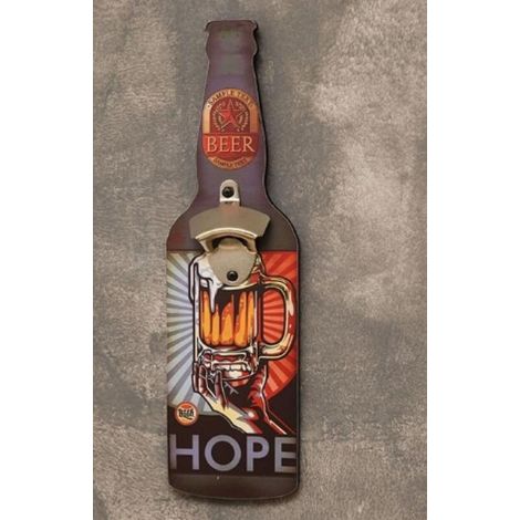 Abrebotellas de pared con decoración rústica de bar, ideal para cocinas familiares, salones de caballeros y comedores (11 x 39 cm). (1/5)