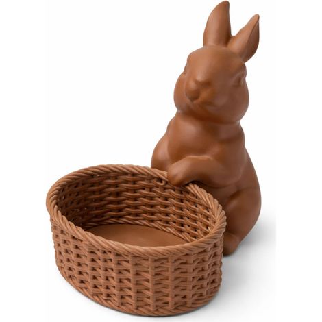 Conejo marrón de Pascua con cesta, adorno navideño