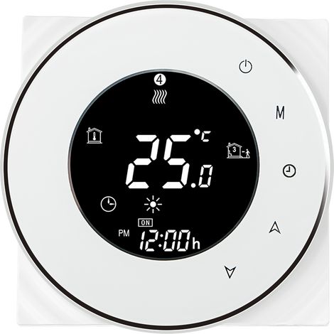 THP6000-WHPW Intelligenter WLAN-Thermostat für Warmwasserbereitung, digitaler Temperaturregler, Tuya/SmartLife-App, hintergrundbeleuchtetes LCD-Display, Sprachsteuerung, Amazon Echo Home, Tmall Genie, (1/5)
