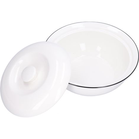 Bol à soupe 9 pouces avec couvercle, grande capacité 1500ml, céramique blanche inoffensive pour ragoûts, bol de cuisine.