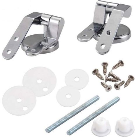 1 paire (non universelle) de charnières de siège de toilette en alliage de zinc avec boulons, vis et écrous, charnières de couvercle de toilette à clip supérieur, pièces de rechange pour couver (1/5)