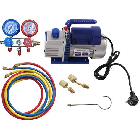 Gojoy – Pompe à vide 3CFM pour climatiseur – Débit 1L/s – Puissance 180W – Vide ultime 150 microns – Manomètre à collecteur 4 voies (1/4)