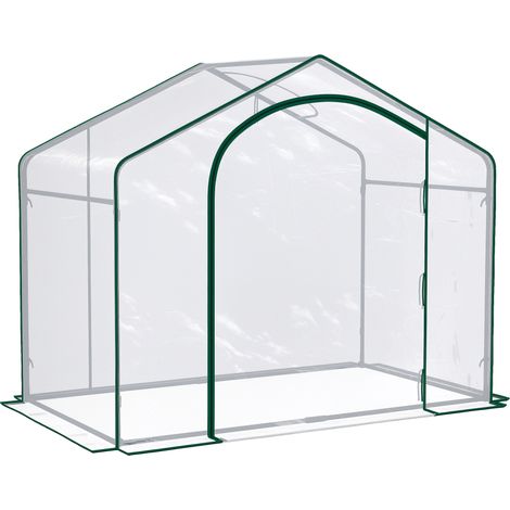 Serre extérieure avec entrée zippée et bouche d’aération supérieure, 180 x 100 x 152 cm, plastique et acier, transparente