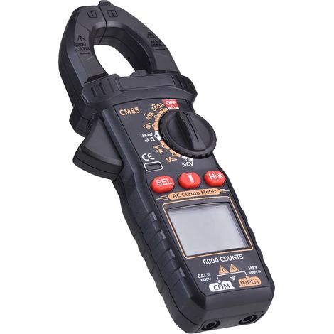 Pince ampèremétrique 600 A AC, multimètre numérique avec NCV, 6000 points, mesure la tension, le courant, la capacité, la température, test de diodes, détection de tension sans contact, lampe torche e (1/5)