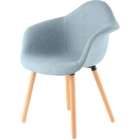Set di 2 sedie da pranzo Winston in tessuto blu con gambe in faggio (1/3)