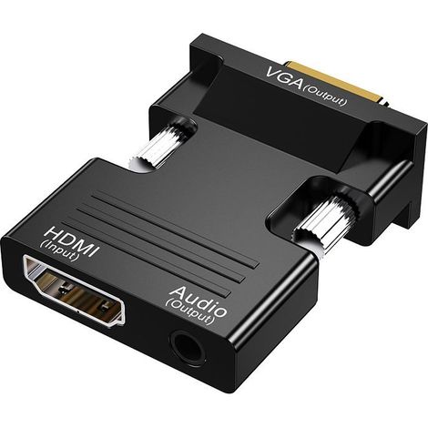 Adaptateur HDMI vers VGA avec câble Audio 3,5 mm, Adaptateur HDMI Femelle vers VGA mâle 1080P 60Hz Compatible avec Ordinateur Portable Moniteur Projecteur (1/5)