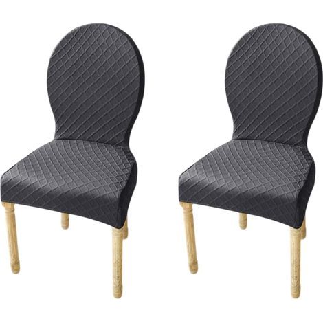 Housse de chaise de salle à manger élastique à dossier arrondi, convenant à une utilisation dans la salle à manger et la cuisine,2 pièces,gris foncé. (1/5)