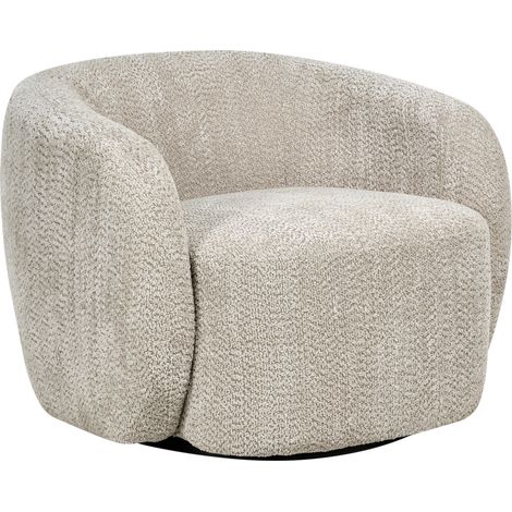 Sillón giratorio moderno tapizado de poliéster con reposabrazos asiento ancho sala de estar beige Tore (1/5)