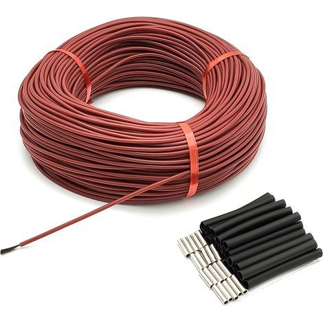 Fil chauffant en Fiber de carbone φ3mm 12K 33Ω, câble de sol chaud en caoutchouc de silicone à infrarouge lointain, haute température 200 ℃ (1/5)