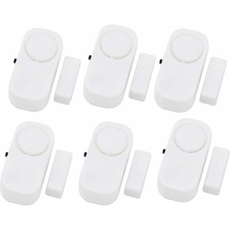 Wireless door and window alarm system with a powerful 90 dB siren. 6-pack for homes, cars, sheds, caravans, and campers. (1/5)