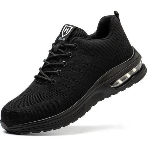 Chaussures de sécurité homme femme, légères et respirantes, confortables, avec embout en acier, noires, pointure 41. (1/5)
