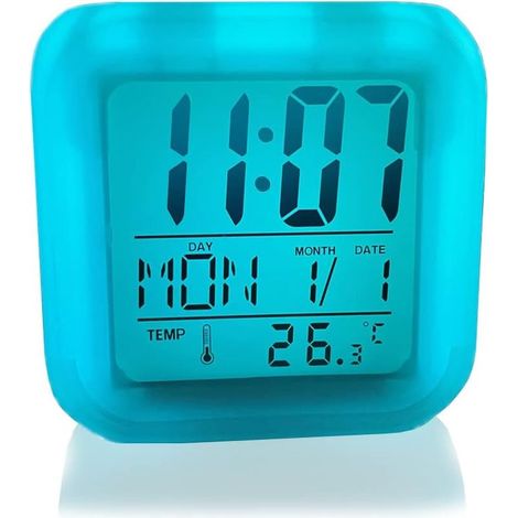Children's Alarm Clock, 7 Colours Alarm Clock Digital LED Nightlight Lamp, Cartoon Kids Digital Bedroom Alarm Clock Bedside Nightlight Cute Silent Alarm Clock Office Alarm Clock Gift (1/5)