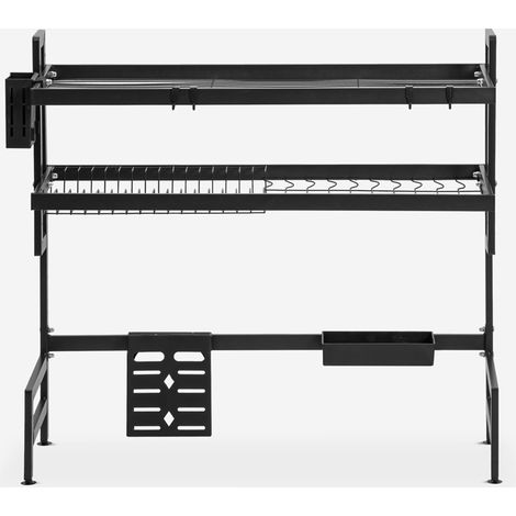 Scolapiatti da appoggio sopra lavello cucina salvaspazio 95x27x79 Teket - Nero
