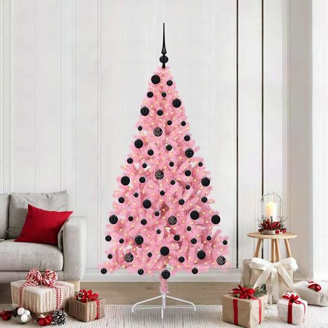 vidaXL Árbol de Navidad Artificial Preiluminado Rosa 210 cm PVC (1/5)