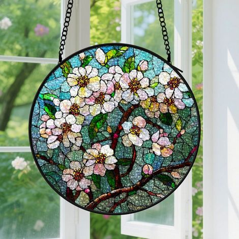 9cm Suspension Vitrail Fenêtre - Accroche-Soleil Floral, Jardin, Noël, Fête des Mères, Anniversaire. Cadeaux Femmes, Mère, Grand-Mère, Amie (1/5)
