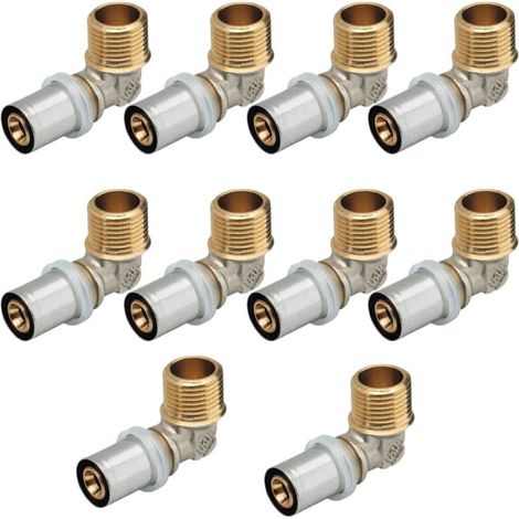 Lot de 10 raccords coudés 1/2 M16 multicouche à sertir RBM profil TH-H-U-B-F (1/3)