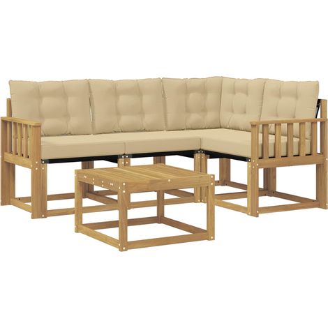 Ensemble de canapés d'extérieur 5 pcs Blanc et Beige vidaXL