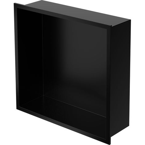 LuxeBath Nicchia a Muro in Acciaio Inossidabile 30x30x10 cm Nero Nicchia per Doccia con Telaio Ripiano Incorporato Nicchia Piastrellabile per Bagno Ripiano per Doccia Supporto di Stoccaggio Scaffale (1/5)