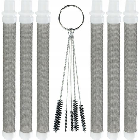 Rosfix Set Filter 60 Mesh & Reinigungsbürsten – 6x Fingerfilter 96,8 mm + 5x Düsenbürste  Für Farbspritzgerät  Metall & Kunststoff  Lackierzubehör für Malerarbeiten
