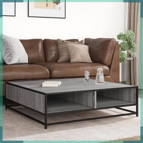848777 Table basse sonoma gris 100x100x30cm bois d'ingénierie et métal (1/5)