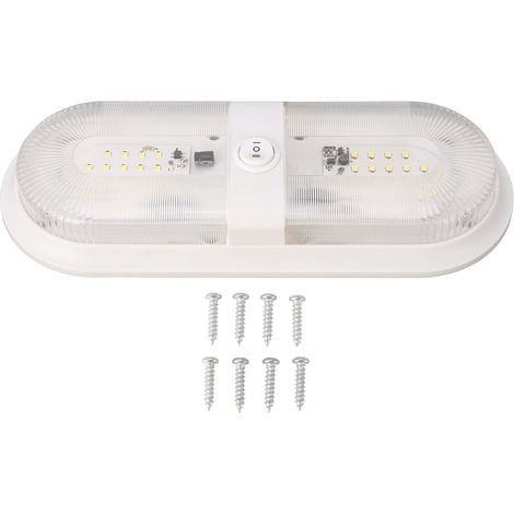 Plafonnier LED à Double dôme, 560lm, pour camping-car, avec interrupteur, pour remorque, camping-car, 10 à 24V