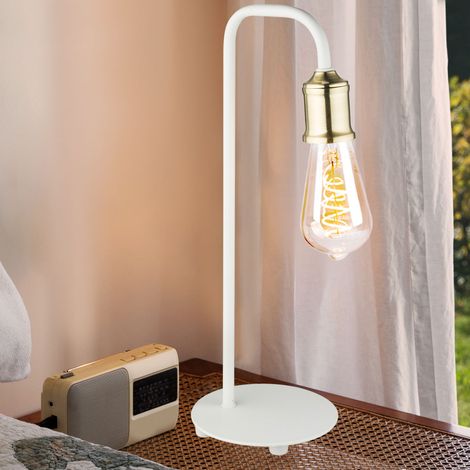 Lampada da tavolo in stile retrò soggiorno camera da letto lampada da notte vintage in ottone bianco Globo 15415T
