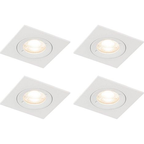 QAZQA Xena Spot encastrable - lot de 4 - 8x8cm - IP44 - Carré - Blanc (1/5)