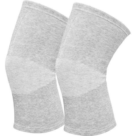 1 paire - Genouillères en fibre de bambou - Genouillères de sport unisexes - Genouillères pour l'arthrite - Support de genou élastique et respirant (Gris, XL) (1/5)