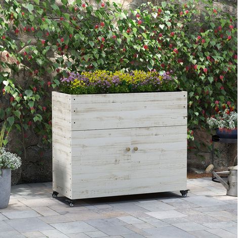 Huerto urbano elevado con armario y ruedas 110 cm OKMYHOME (1/4)