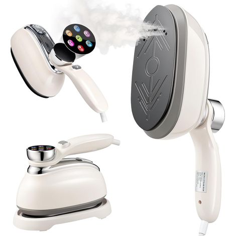 Défroisseur Vapeur Portable 2 en 1 pour Vêtements, 1300W Fer à Repasser de Voyage avec 6 Modes, Réservoir d'eau de 160ML et Écran LED, 15S Chauffage Rapide Défroisseur à Main pour Maison Voyage (1/5)