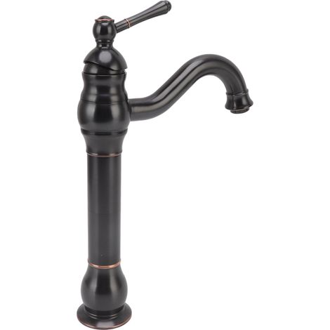 Robinet de style rétro européen en laiton, facile à contrôler, à poignée unique, avec flexible d'eau chaude et froide.