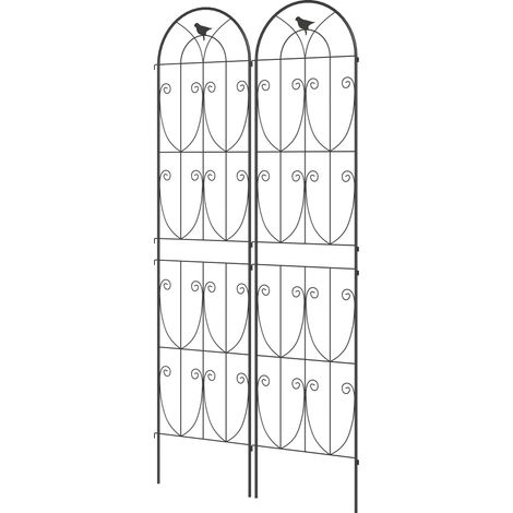 Support pour Plantes Grimpantes avec Oiseaux Lot de 2 Treillis de Jardin pour Légume Vigne Fleur Métal 50 x 220 cm Noir (1/5)