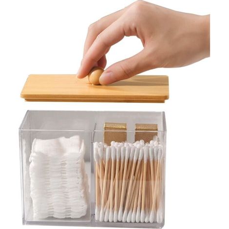 Cotton Swab Box, Clear Makeup Remover Pad Container, Bathroom Organizer, Acrylic Cotton Swab Box, Bathroom Storage and Organization (1/5)
