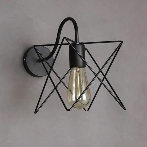 Applique murale vintage industrielle noire E27 40W Tension AC 220-240V Dimensions W18 x L19 cm Pour éclairage intérieur salon et entrée (1/3)
