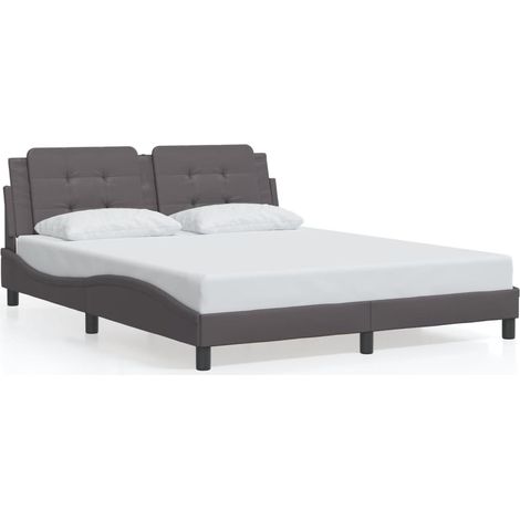 Lit double,Lit adulte,Cadre de lit sans matelas Zadar gris 160x200 cm similicuir CFW8185843 (1/5)