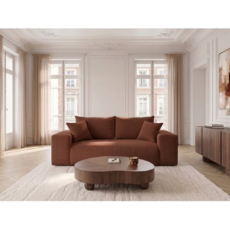 BOBOCHIC - Canapé droit convertible ouverture express VOLTAIRE tissu velours côtelé  140x200 Orange (1/5)