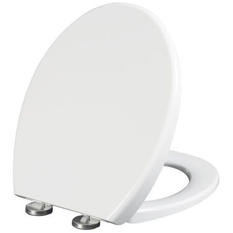 Pair Universeller O-förmiger WC-Sitz mit Absenkautomatik, weiß, leicht zu reinigen, belastbar bis 150 kg, 44 x 37 cm