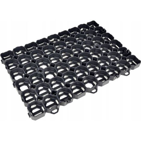 Kunststoff Paddockplatte schwarz 60x40x4 cm Rasengitter Rasenwabe (1/5)