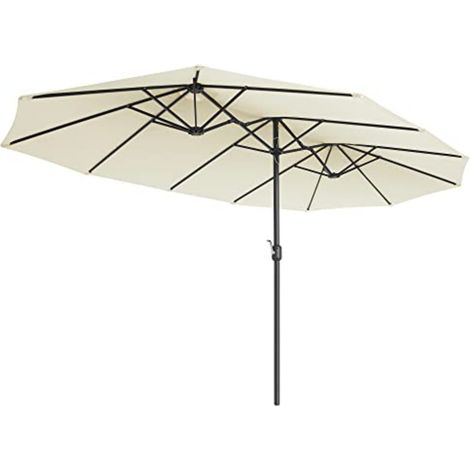 Ombrellone doppio 460 x 270 cm ombrellone extra large per terrazzo protezione UPF 50+ con manovella per esterno giardino piscina spiaggia senza base beige