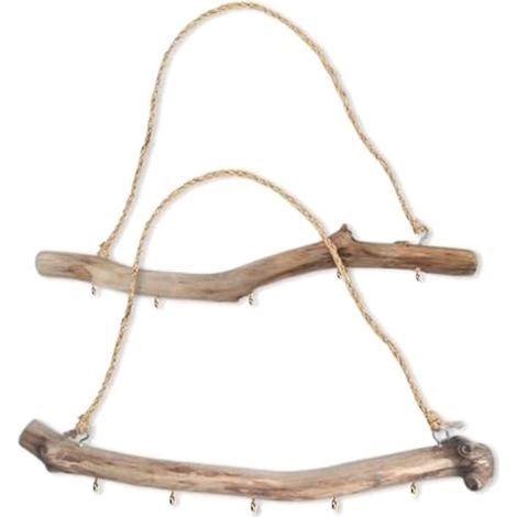 Set mit 2 dekorativen Treibholzästen mit 5 Haken, Wanddekoration im Landhausstil, Schmuckaufbewahrung (1/5)