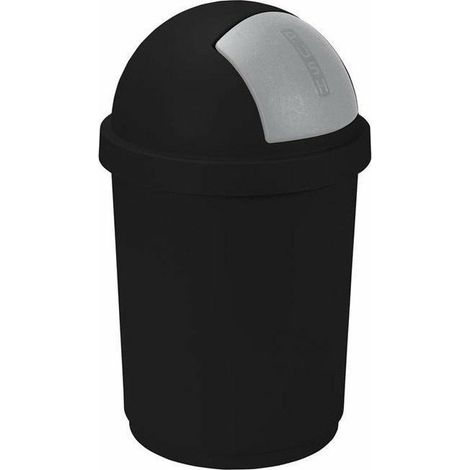 Curver Cubo de Basura Roll-Top 50 l, Color Plateado, Negro/Plata, 35 x 25 x 10 cm