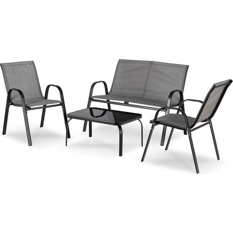 Gartenmöbelset „Minnesota Gray“ mit Bank, Stühlen und Moskitonetztisch (1/5)
